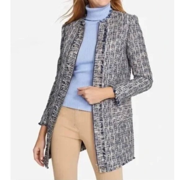 J. McLaughlin Jackets & Blazers - J. McLaughlin Black & White Tweed Open-Front Coat